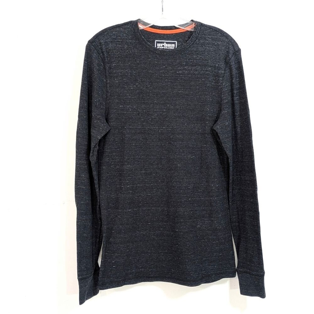 Urban Pipeline Charcoal Grey Heavyweight Long Sleeve Tee - Size Small Mens